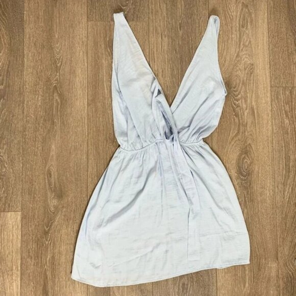 Sabo Skirt Luxe Heather Choker Mini Dress blue tie neck deep V-neck size XS - Picture 3 of 10